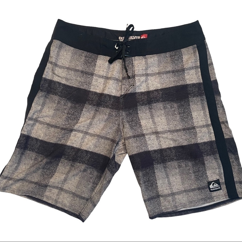 Quicksilver Men's Black Grey Hybrid Swim Board Shorts Size Large 1393